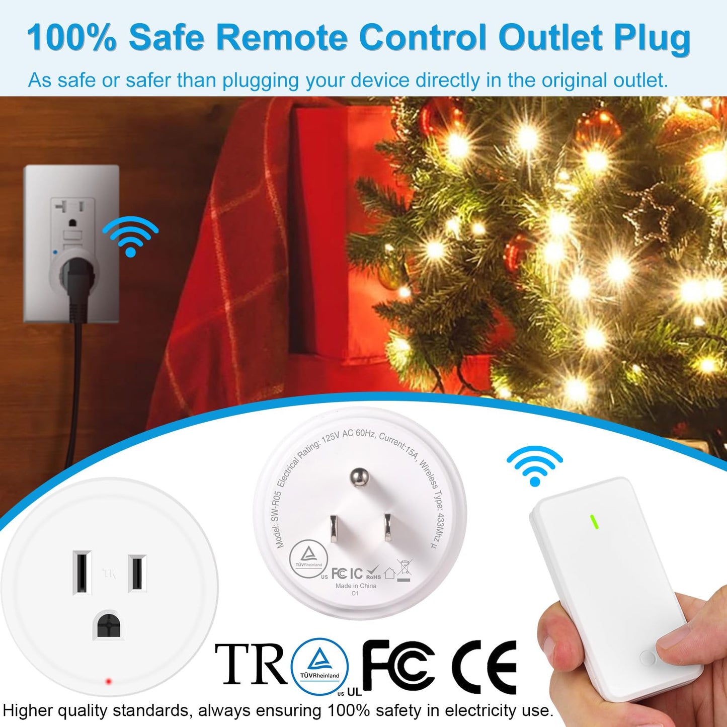 Remote Switch Outlet,GreenCyle Remote Control Outlet Plug with Switch,Wireless On/Off Light Switches Wall Mounted,15A/1500W,TUV List,No Wiring Needed,500ft RF Range,for Lamp,Fans,Household Appliances