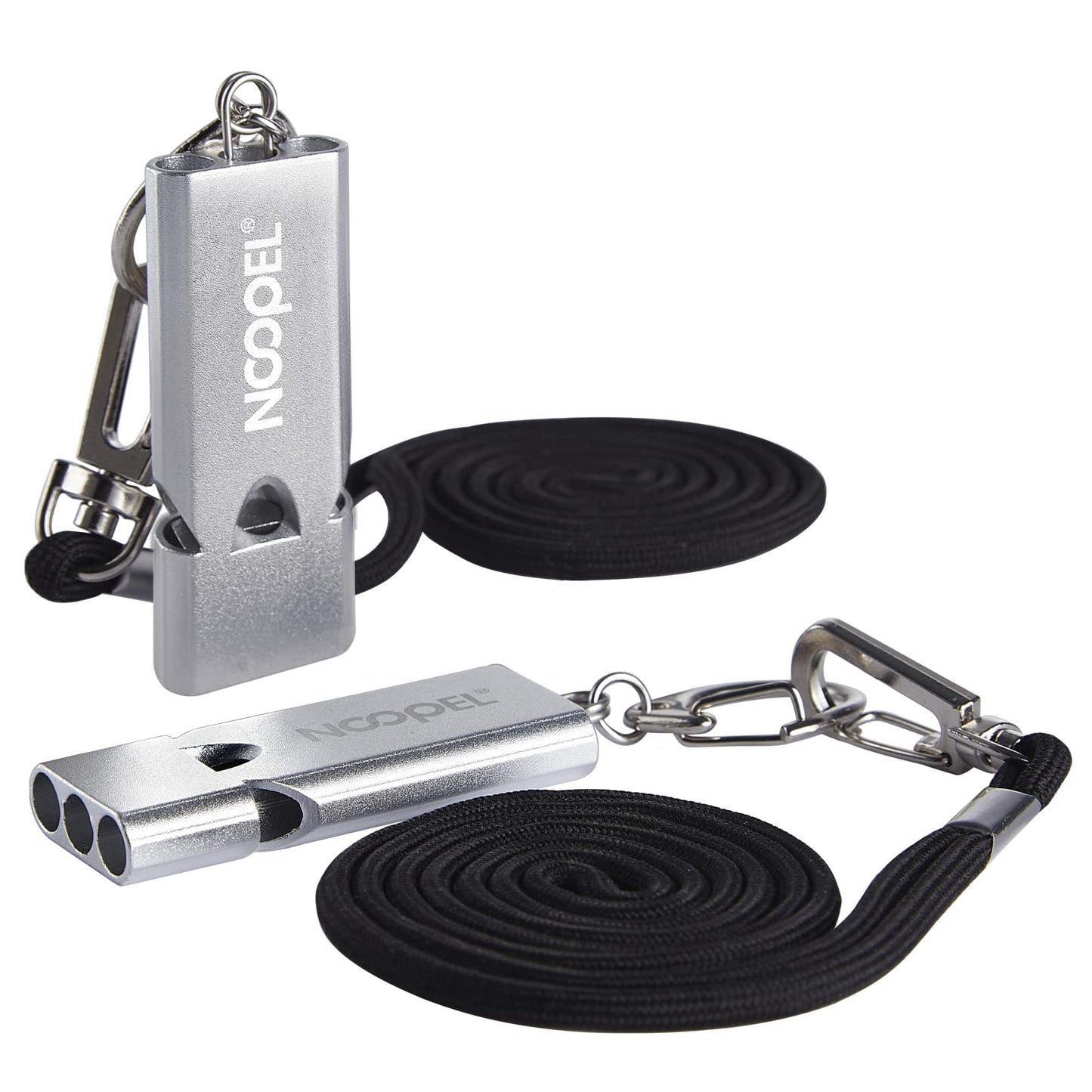Whistle Emergency Noopel Three Tubes Survival Whistles 2 Pack with Lanyard for Hiking Camping Kayak Sports Outdoor Safety Kids Lifeguard Rescue Signaling (Silver)