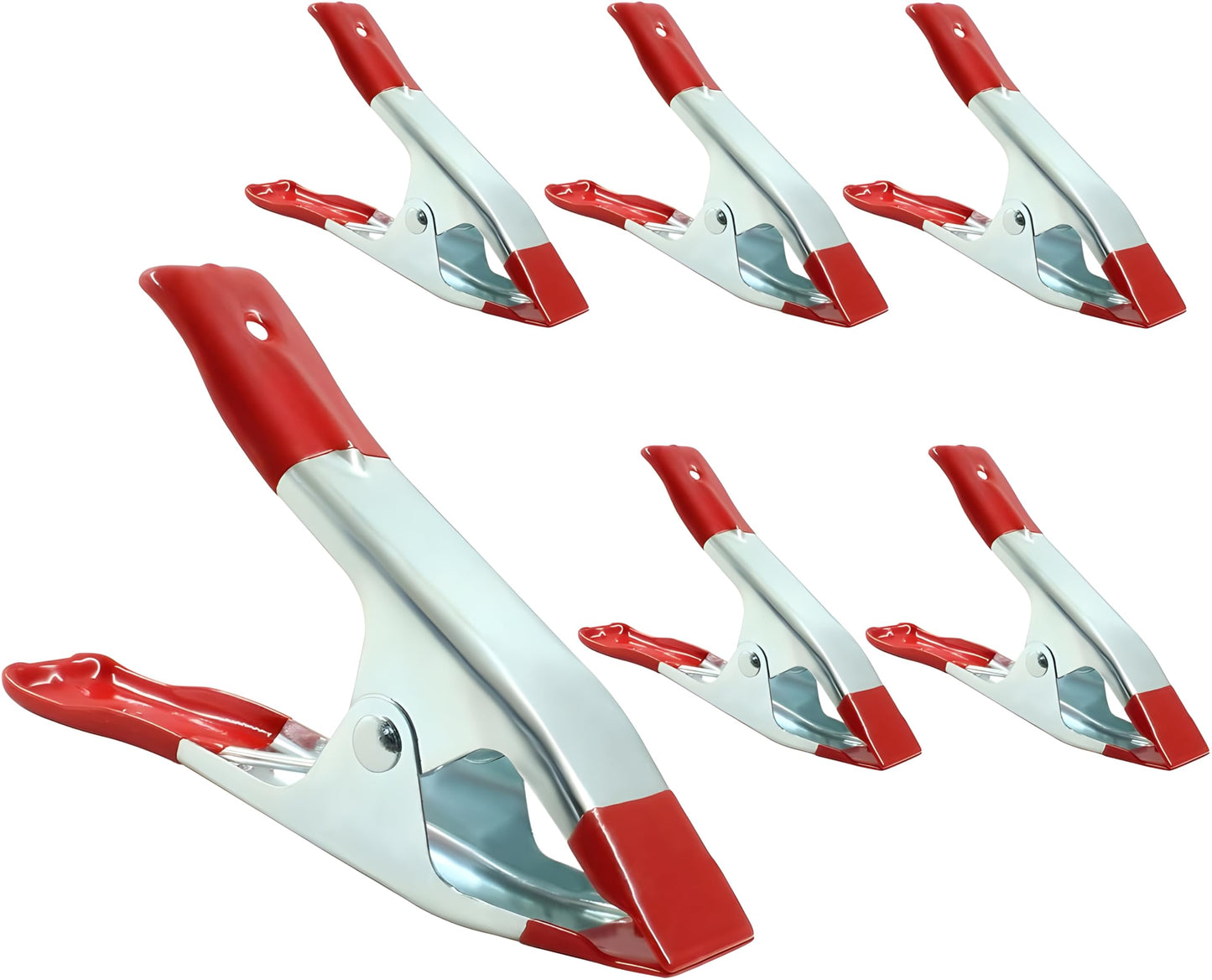 6-Pack 6-Inch Heavy Duty Spring Clamps – Metal Spring Clip Set with 2.5” Jaw Opening, Rubber Coated Handles & Tips – Strong Grip Clamps for Woodworking, DIY, Photography, Crafting