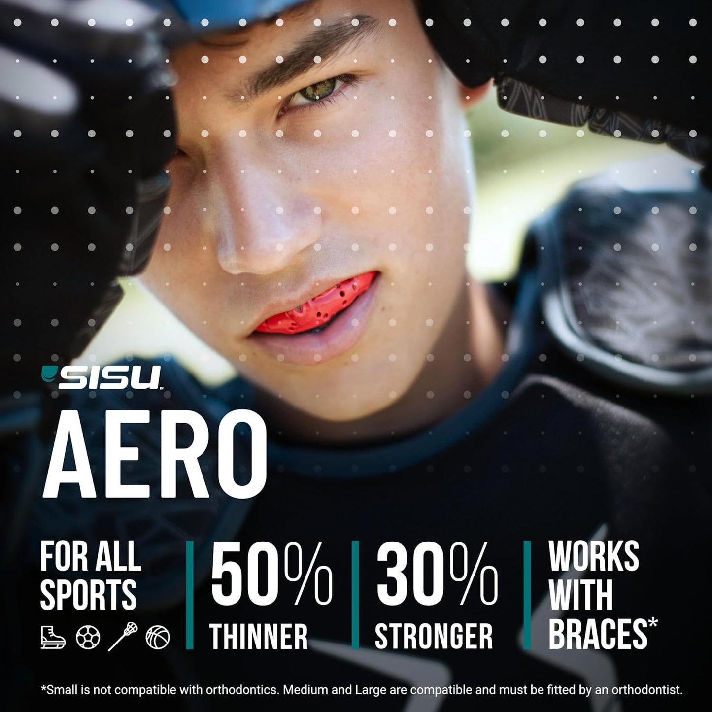 SISU Aero Small Mouthguard - Intense Red | 30% Stronger Protection for Team Sports - Remoldable & Ultra Slim