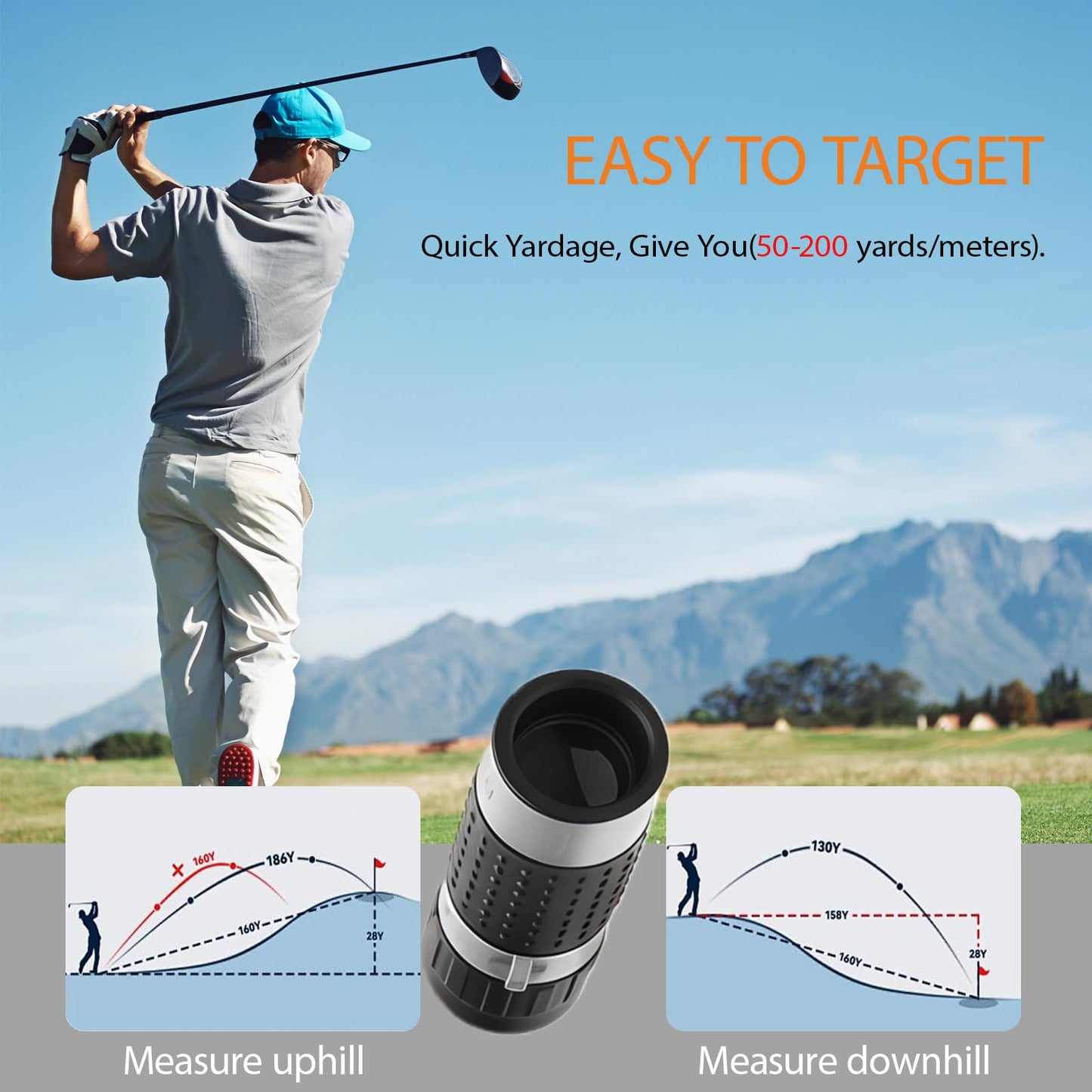 Golf Gift for Men Women, Premium Golf Accessories Kit with Rangefinder, Golf Balls, Tees, Brush, Ball Clamp, Multifunction Repair Knife & Leather Case, Golf Gift Set for Beginners and Pros