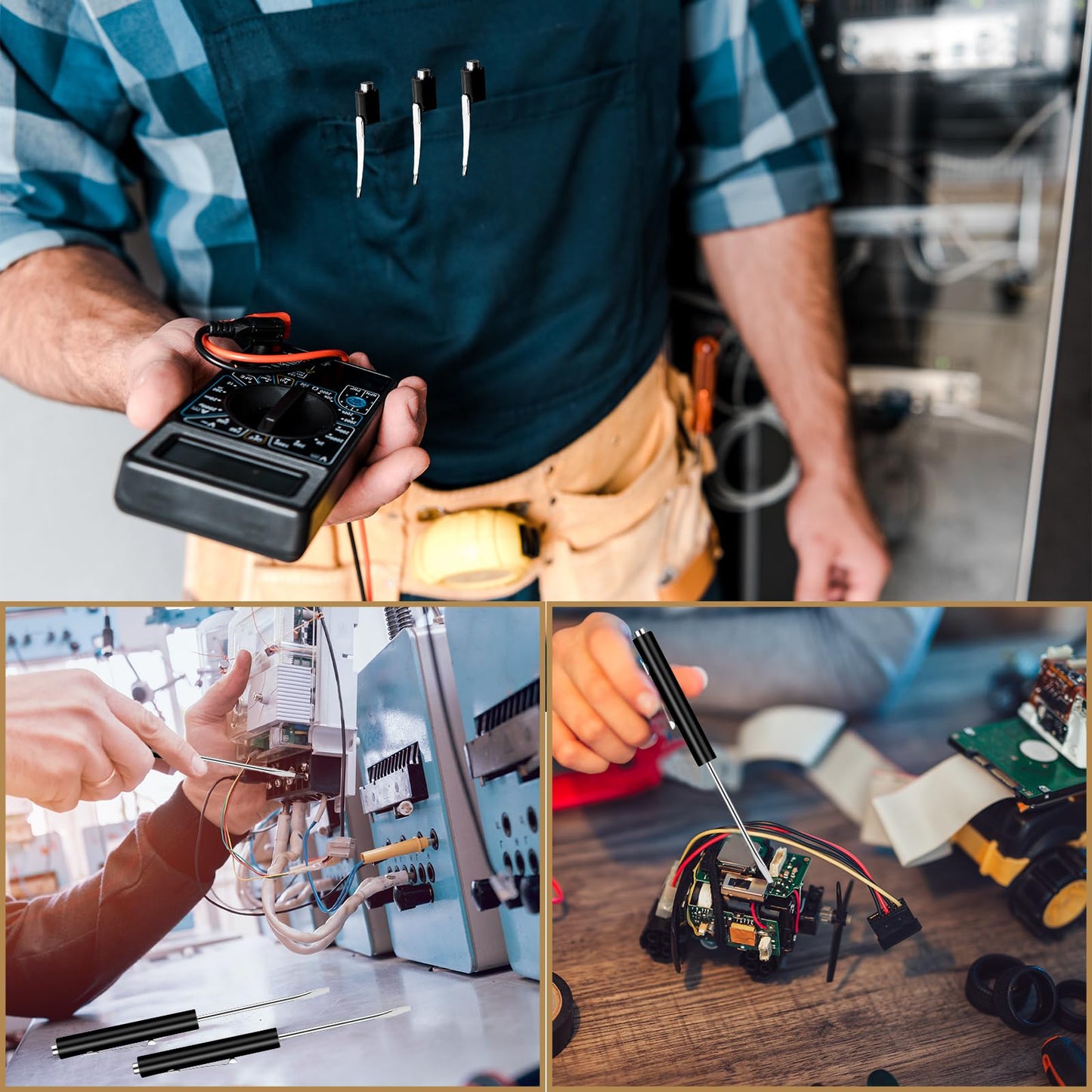 6 Pcs Pocket Screwdriver Mini Tops and Pocket Screwdrivers with Magnet Pocket Screwdriver for Mechanical Electrician Technician Repair Tool (Black)