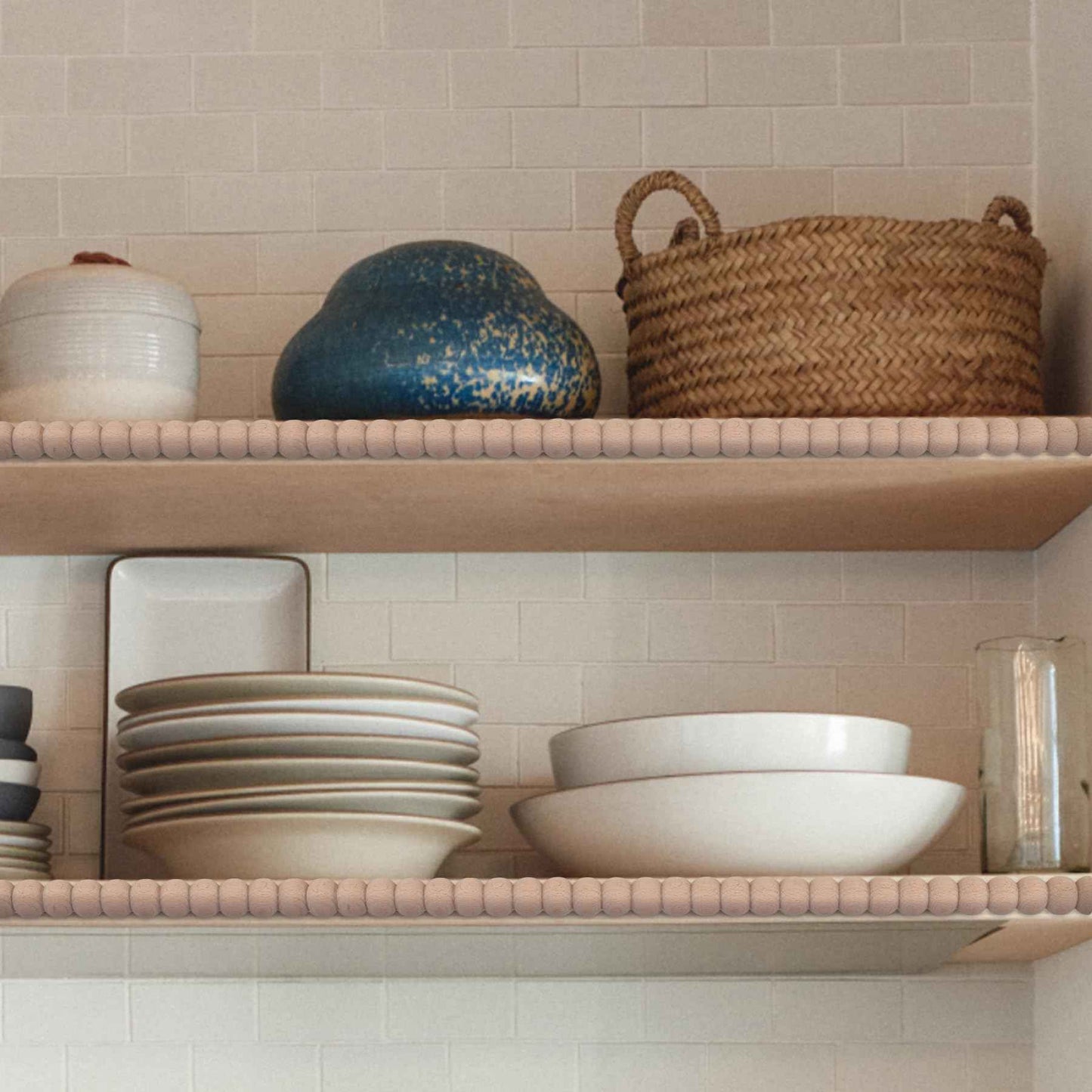 Soengsau 15-Pack 15.75" Unfinished Wood Beaded Trim - Easy to Paint, Cute Decorative Molding DIY Craft for Furniture Frame, Mirror Edge, Wall, Door, Closet, Dresser, Shelf