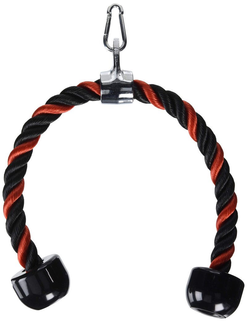 Universal Tricep Rope Pull Down - 28 Inch Heavy Duty Nylon Rope, Easy to Grip & Non Slip Cable Attachment, Ideal for Professional Gyms Too（Black Red）