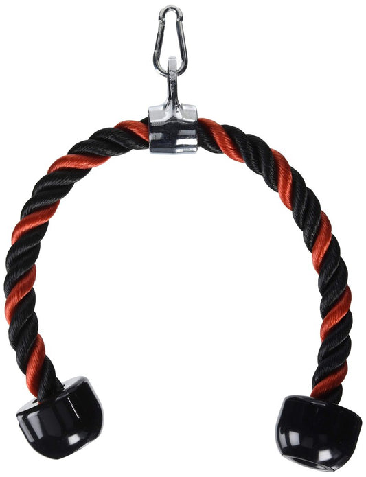 Universal Tricep Rope Pull Down - 28 Inch Heavy Duty Nylon Rope, Easy to Grip & Non Slip Cable Attachment, Ideal for Professional Gyms Too（Black Red）
