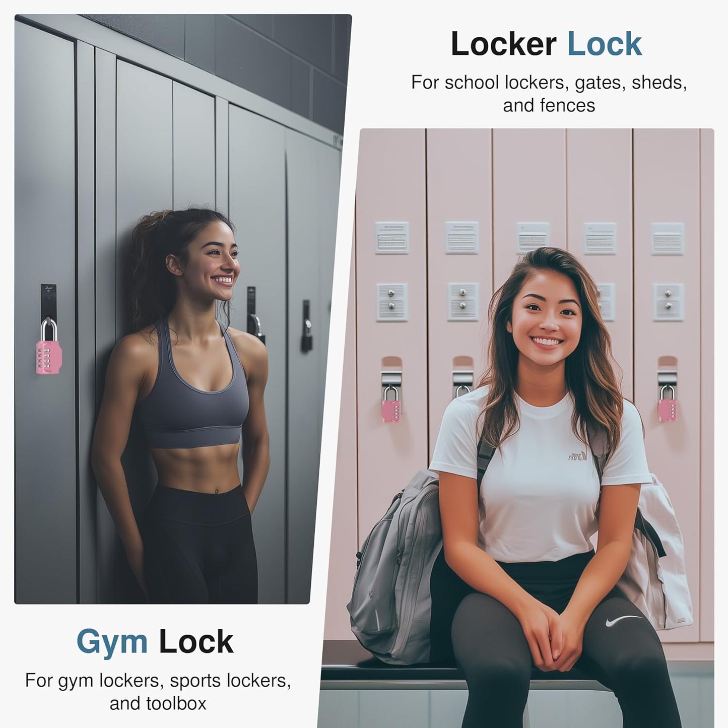 Puroma 4-Digit Waterproof Combination Lock - Secure Outdoor Padlock for Gym Lockers & Toolboxes | Basic Pink Rose