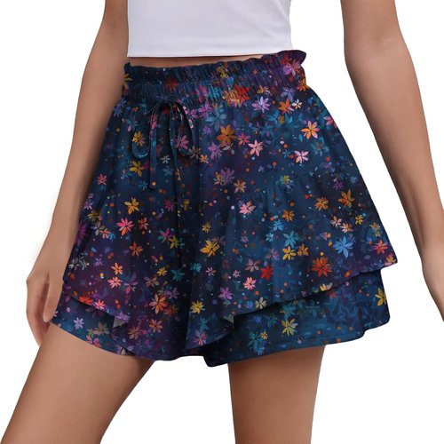 Domirica Flowy Skort for Women - Breathable High-Waisted Plus Size Beach Skirt | Stylish Drawstring Design