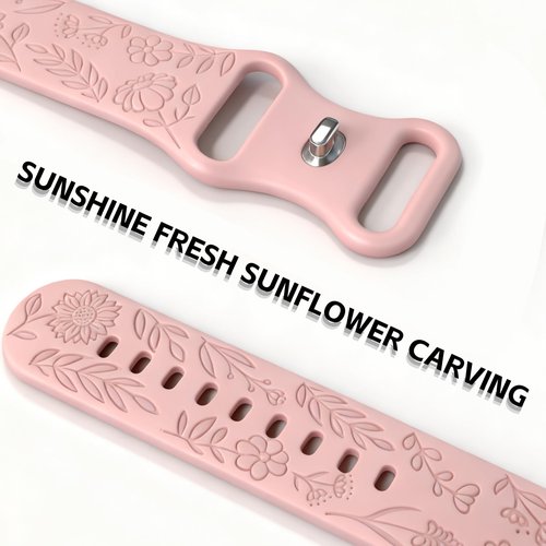 HQzon 20mm Silicone Band Compatible with Garmin Vivoactive 5 / Vivoactive 3,Flower Engraved Silicone Replacement Women Strap Compatible with Garmin Venu Sq/Venu Sq 2/Venu 2 Plus/Venu