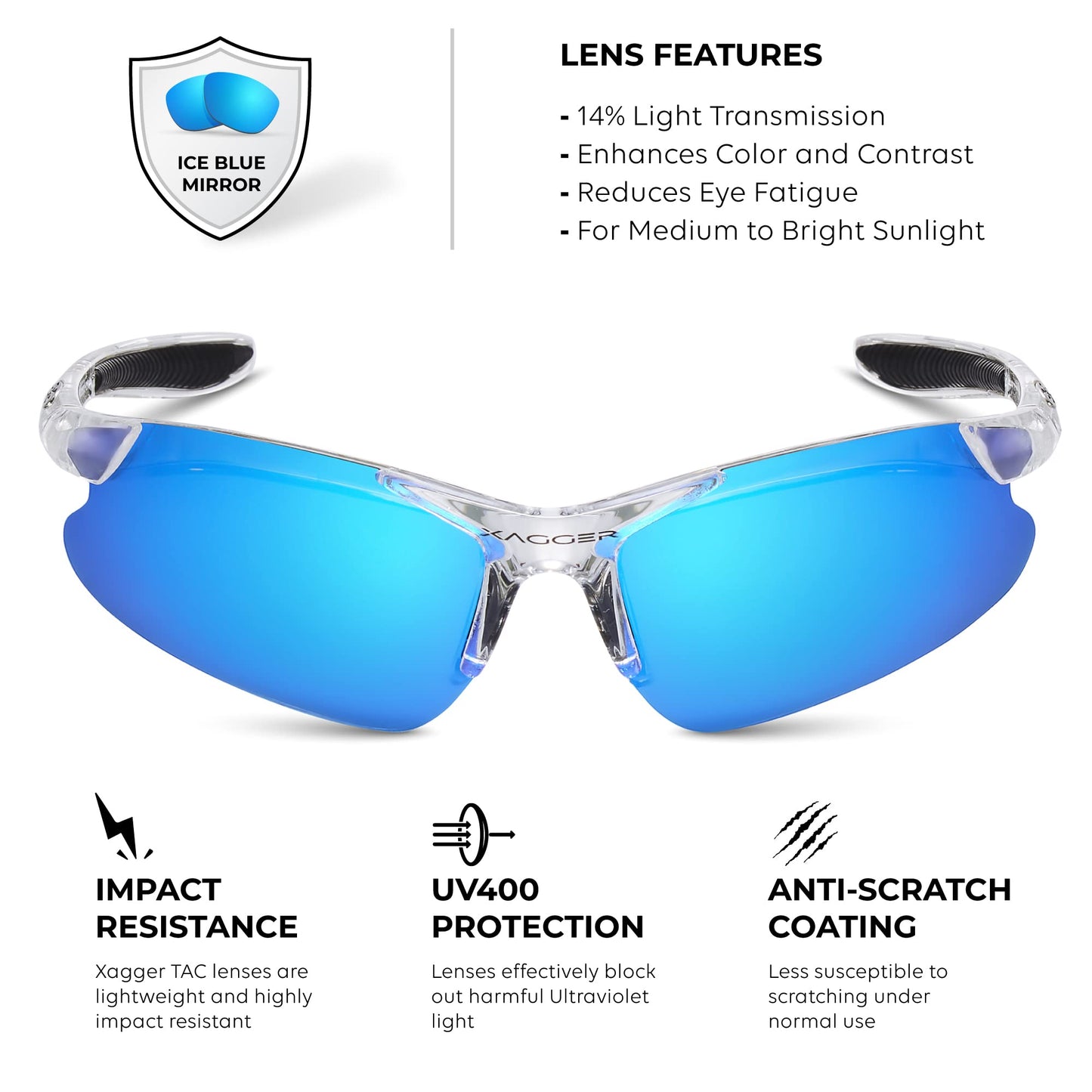 Xagger Kids Youth Polarized Sports Sunglasses for Boys Girls Baseball Softball Glasses TR90 Frame