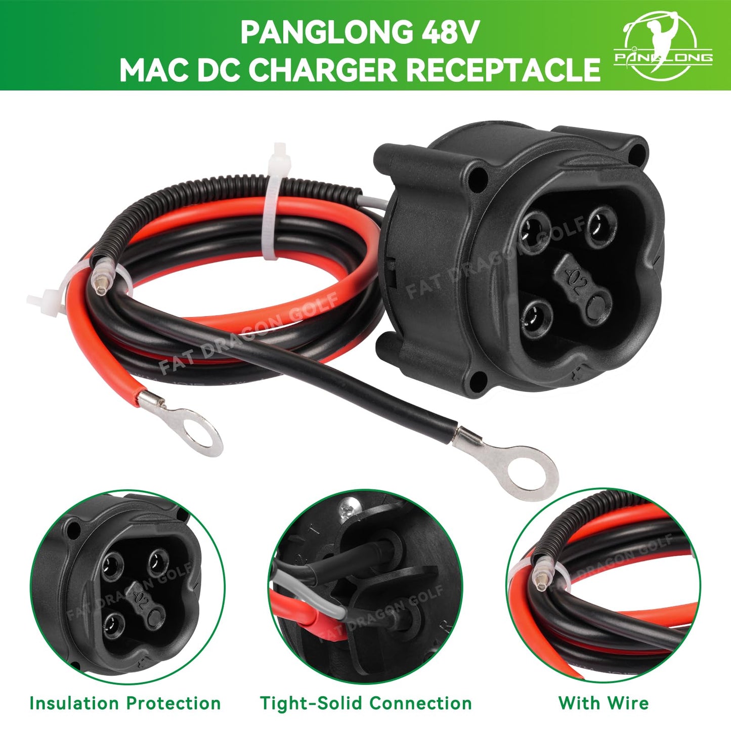 Panglong Golf Cart 48V MAC DC Charger-Plug Powerwise Receptacle fits Yamaha Golf Cart Charger Plug, Suitable for Yamaha G29 Drive 2008-2010 Golf Cart, OEM# JW2-H6181-02-00, JW2-H6181-01-00