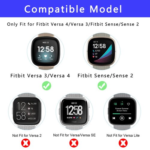 Attbbon 4 Pack Compatible with Fit bit Versa 4/Fit bit Sense 2 for Men Women, Adjustable Stainless Steel Metal+Classic Leather+Stretchy Nylon Band for Versa 3/Sense Watch
