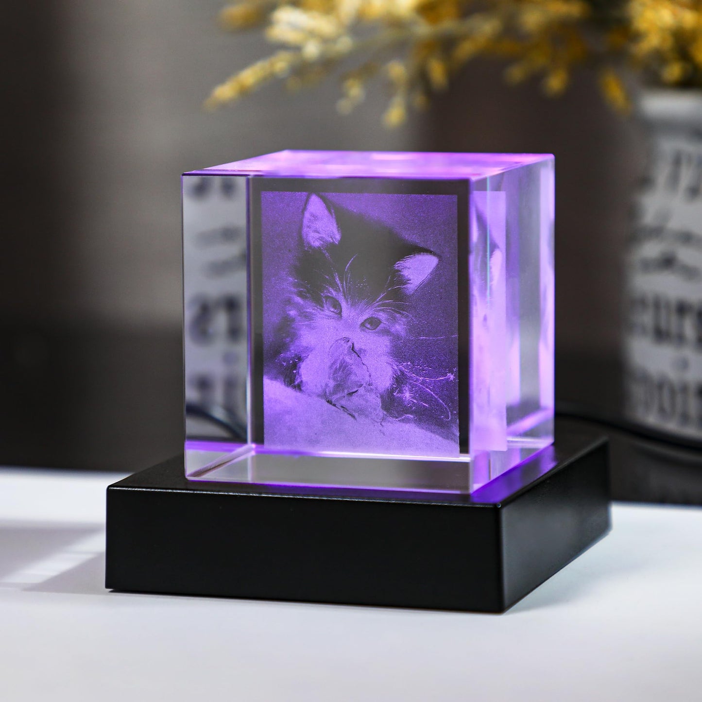 ZEERSHEE LED Light Display Base for Crystal 3D Glass Art, 7 Lighting Mode Color Change Square Stand Base Plate Flat