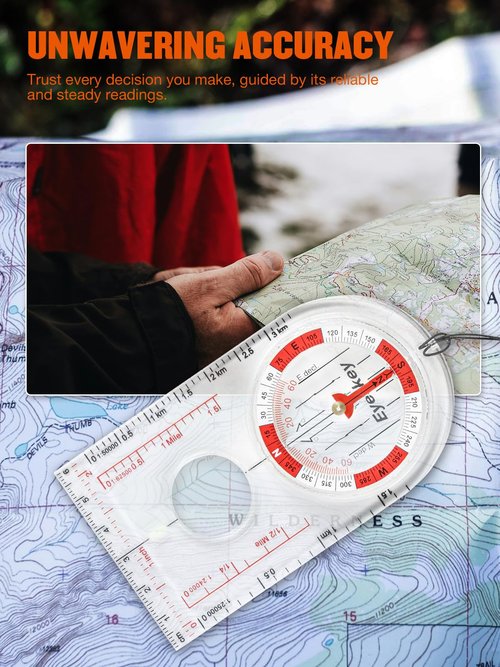 Eyeskey Advanced Orienteering Compass for Hiking & Navigation - Professional Scout Compass with 3X Magnifier, Glow-in-Dark Feature & Multi-Scale Rulers for Outdoor Survival Camping
