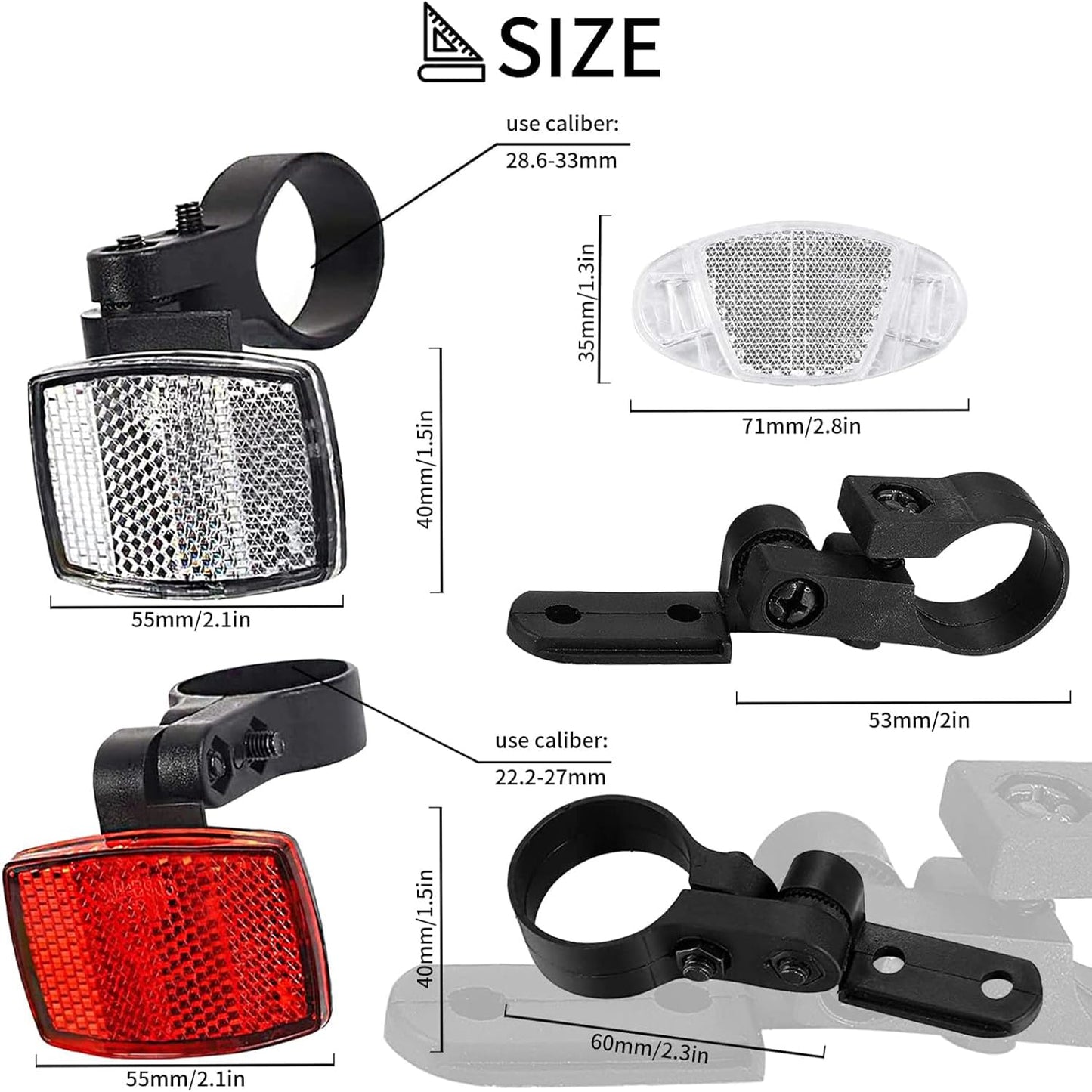 VICDUEKG Bike Front and Rear Reflectors Kit, 12 PCS Bicycle Light Wheel Spoke Reflectors Kit, Cycling Accessories Bike Safety Warning Reflectors for Handlebar and Night Cycling (White)