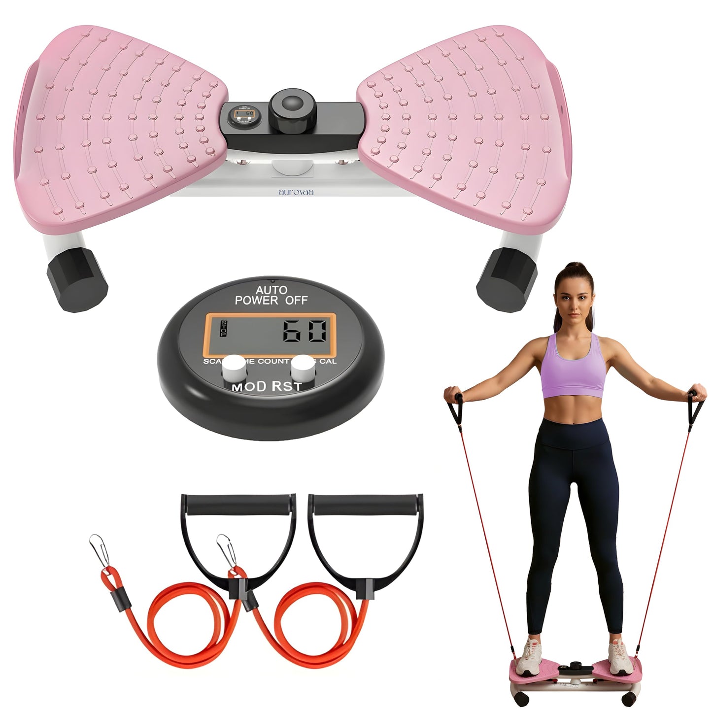 Aurovaa Waist Twister Machine Exercise, Ab Twist Board with 330 lbs Weight Capacity, Abs Workout for Slim Waist and Core Ab Exercise, Noiseless Home Gym Equipment for Women Men