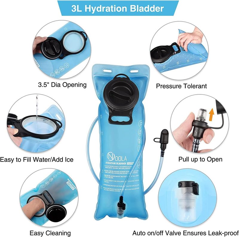 NOOLA 3L Hydration Backpack, Water Backpack with TPU Water Bladder, Tactical Hydration Pack for Men Women, Molle Water Backpack for Hiking, Biking, and Hunting, Black