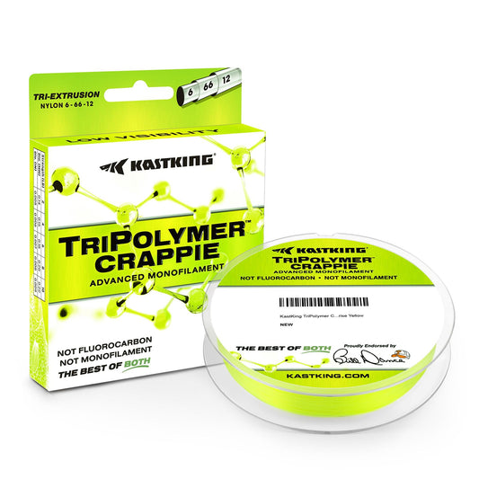 KastKing TriPolymer Crappie Advanced Mono Line, 2LB, 300Yds, Sunrise Yellow