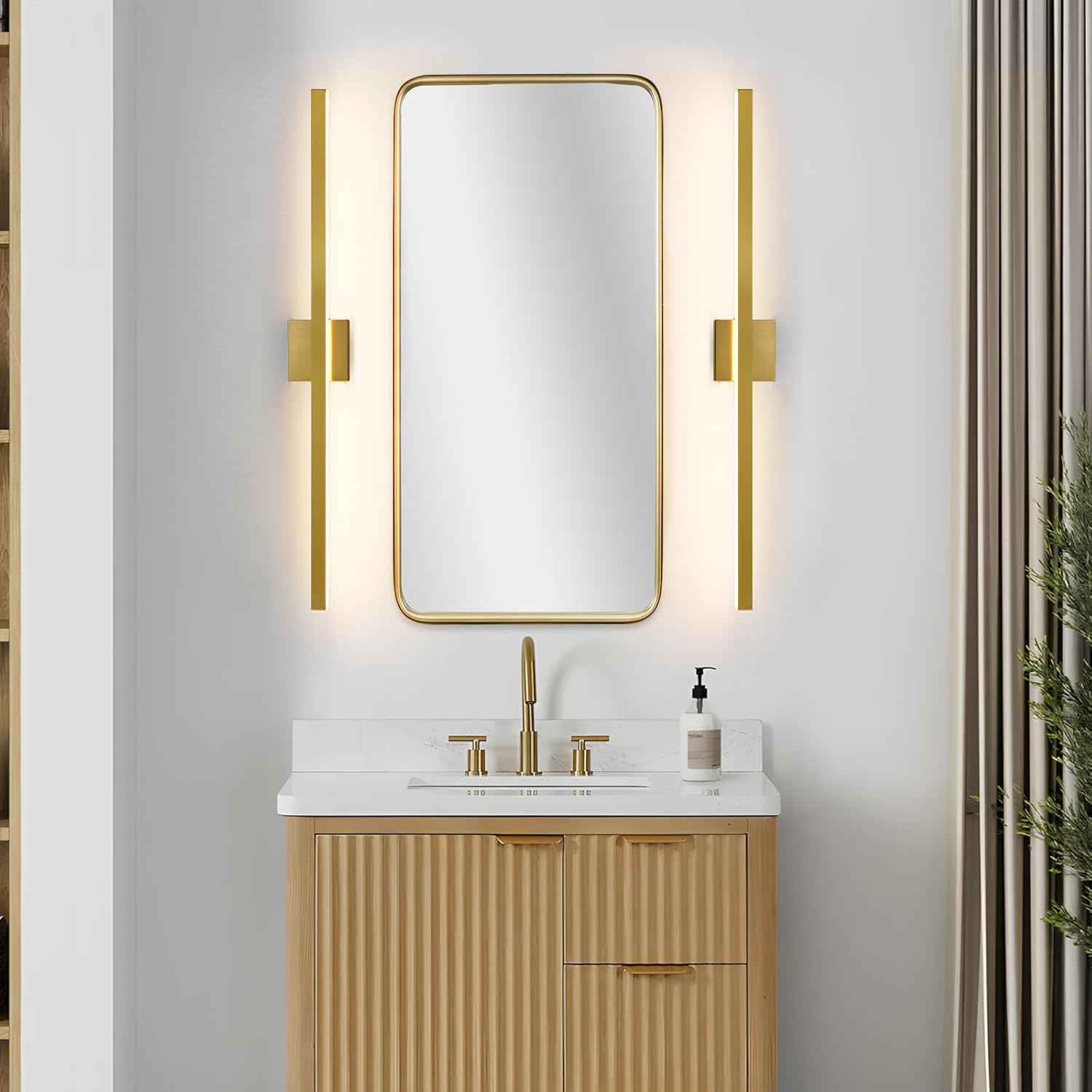 24-Inch Dimmable Gold Bathroom Vanity Light - Modern LED Bar Fixture for Over Mirror