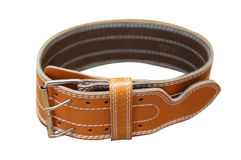 Weight Power Lifting Belt 4” Wide Cobra Grips Best Premium Genuine Leather Belt for Men & Women Adjustable Weightlifting Back Support (Orange, Large 36"-44")