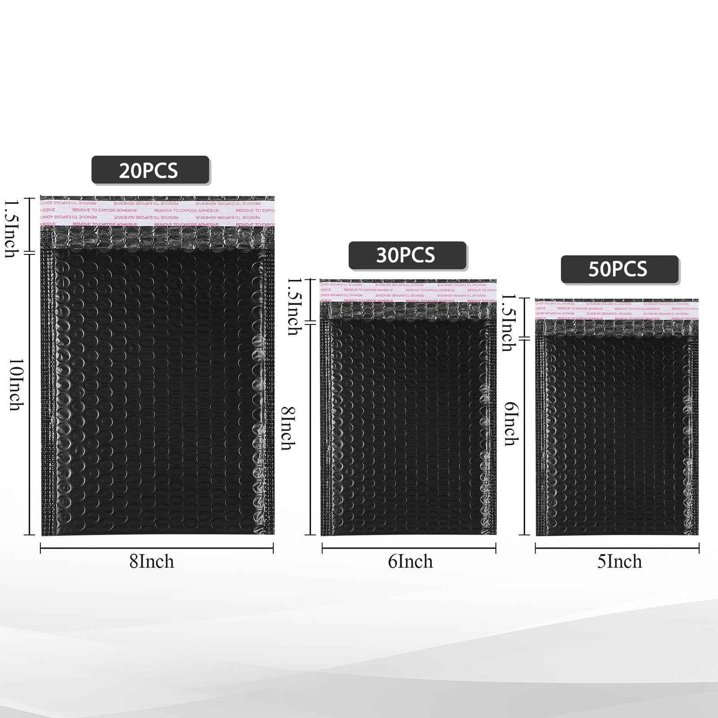 Yeyeplum 100 Pcs Kraft Bubble Mailers 3 Size Padded Envelopes Kraft Poly Mailers Bubble Lined Shipping Envelopes Mail Shipping Bags for CDs Book Business Supplies (Black)