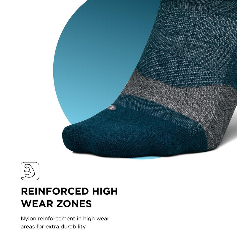 Feetures Trail Max Cushion Mini Quarter Sock - Hiking Socks for Men & Women - Mountain High Blue, Medium (1 Pair)