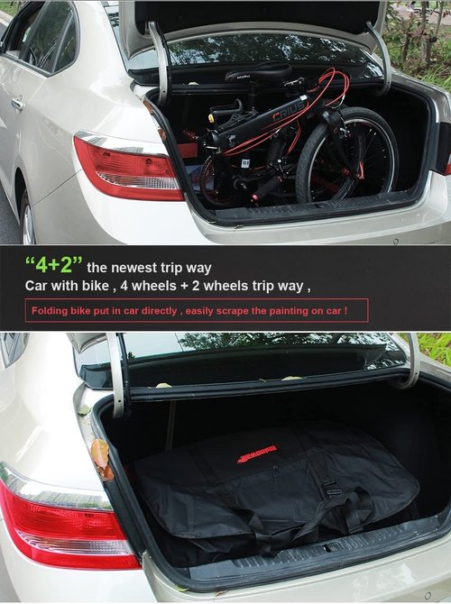 AMOMO Folding Bike Bag 14 inch to 20 inch Bicycle Travel Carrier Case Box Carry Bag Pouch Bike Transport Case (Black)