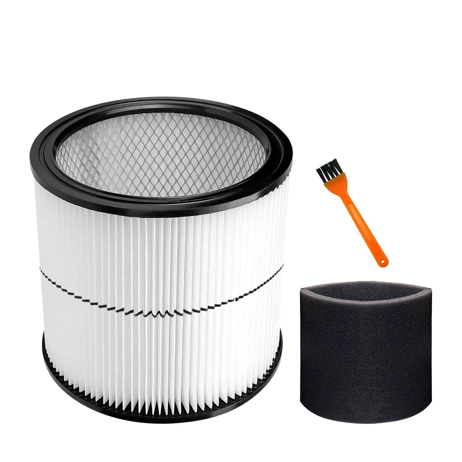 A FABLE 17884 Filter Compatible with Craftsman 9-17884 17935 17937 17920 shopvac Replacement Part Fit 6 Gallon and Larger Wet Dry Vacs (17884 Vacuum Cartridge Filter + Foam Sleeve + Brush 1pack)