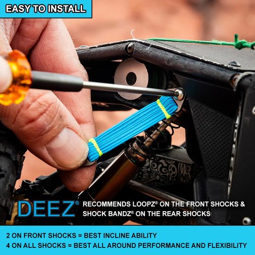 DEEZ Shock BANDZ: [Patent Pending] High-Performance Shock Bands for RC Cars & Vehicles, 1/8 1/10 1/18, 2-Pack, RC Shock Absorbers for Crawlers, Improve Climbing & Control (Gray - 90MM, Flexible)