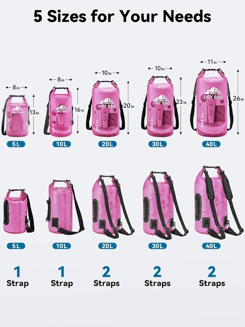 HEETA Waterproof Dry Bag - Lightweight Roll Top Storage for Travel & Water Sports | 5L/10L/20L/30L/40L Sizes