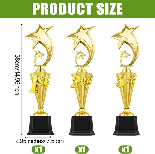 1st 2nd 3rd Place Trophy - Plastic Sports Award Cup for Football & Soccer Competitions