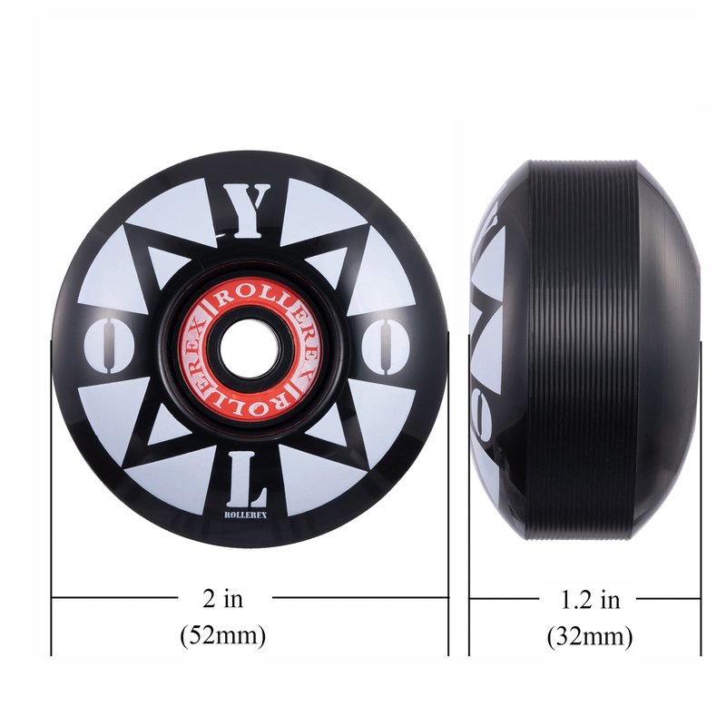 Rollerex YOLO 92A 52mm Skateboard Wheels 4-Pack with Optional Bearings Set – Durable 32mm Width Cruiser Wheels for Skateboards – Smooth Ride & Easy Installation