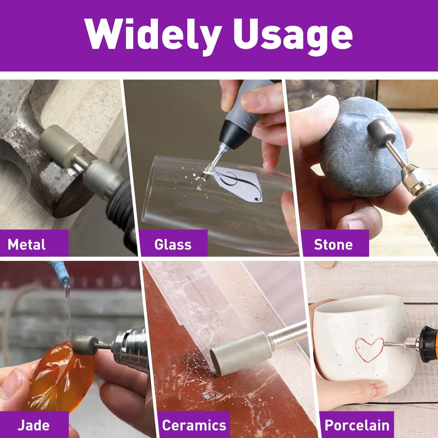 12PCS Diamond Grinding Bit Compatible with Dremel Rotary Tools, Stone Carving Set Polishing Kit with 116Grit Diamond Coated Bits 1/8" (3mm) Shank Accessories for Stone Rocks Jewelry Glass Ceramics