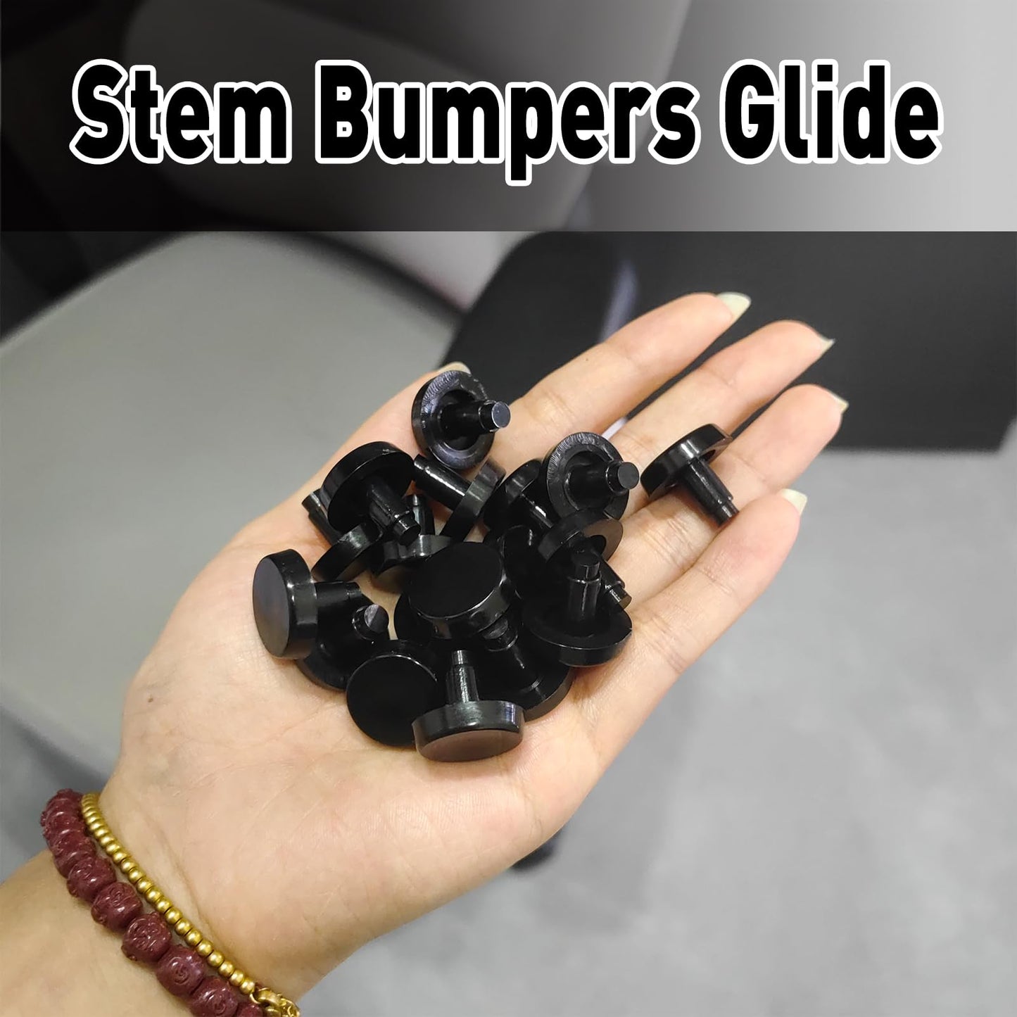 Stem Bumpers Glide Nylon Flat Round 3/4" Stem Bumper Floor Protector for 1/4" Hole, Furniture Sliders, Protect Your Outdoor Furniture and Patio Swivel Chair, Black (12)
