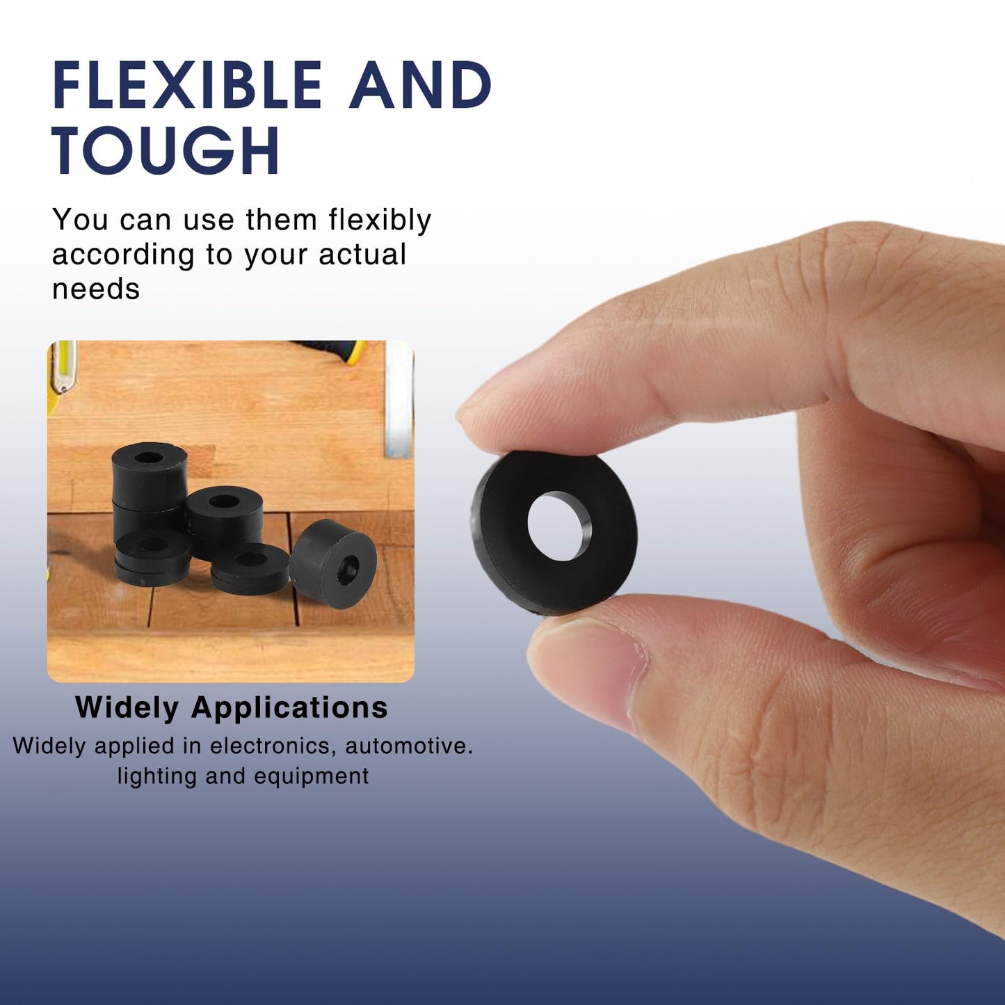 LOGJAM 40 Pcs 4 Sizes Rubber Spacers Washers, Round Solid Rubber Bushings, Bolts Isolation Pads