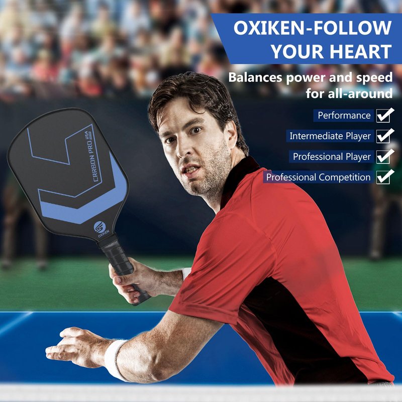 OXIKEN 16 mm Pickleball Paddles, 2026 USAPA Approved T700 Carbon Fiber Pickle Ball Paddle (CFS), High Grit & Spin, Honeycomb Core, 5.5” Elongated Handle, Anti Slip Sweat Absorbing Grip with Cover Case