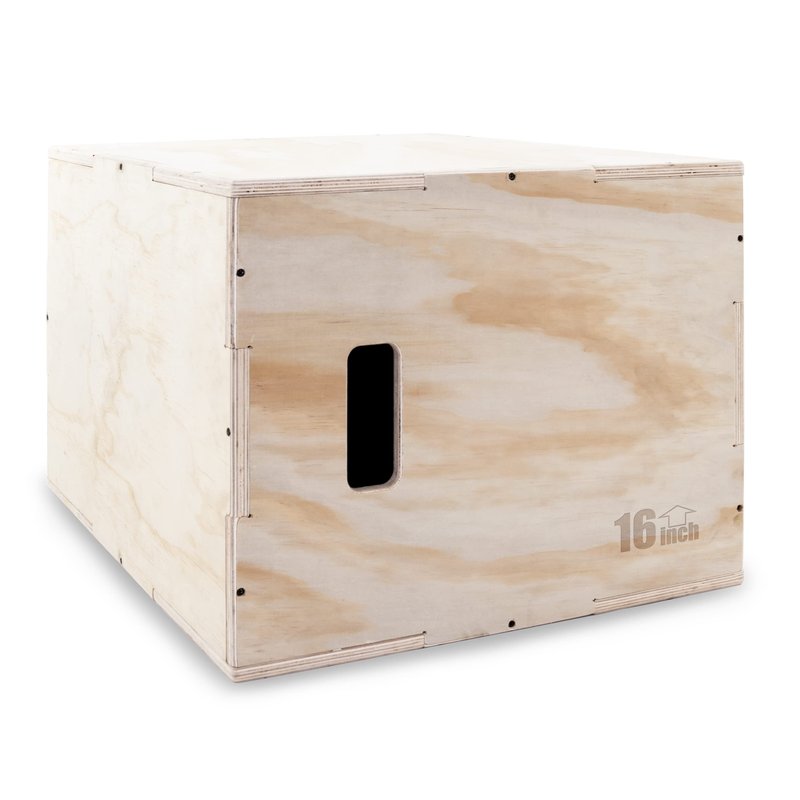 ProsourceFit 3-in-1 Wood Plyometric Jump Box For Cross Conditioning, Agility, Vertical Jump Training & Plyo Workouts, Beige, 16L x 14W x 12H