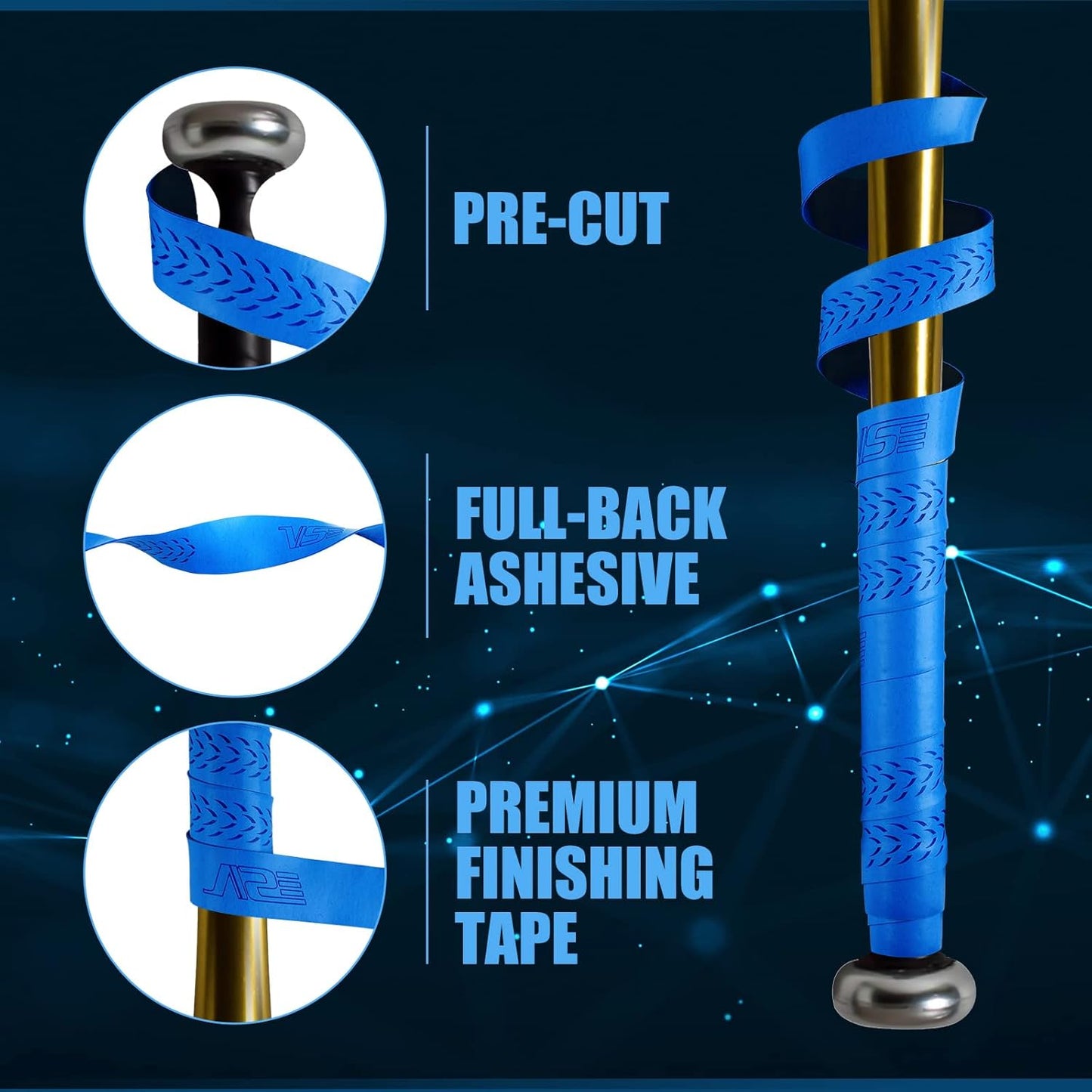 Sosation Bat Grip Tape - 12 Rolls of Comfortable, Soft, Full Adhesive Replacement for Baseball & Softball