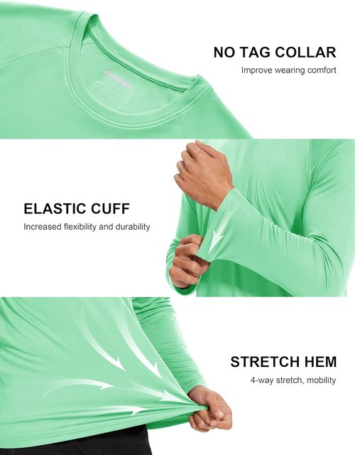 MAGCOMSEN Men's Long Sleeve Athletic Shirt - UPF 50+ UV Sun Protection for Hiking & Running