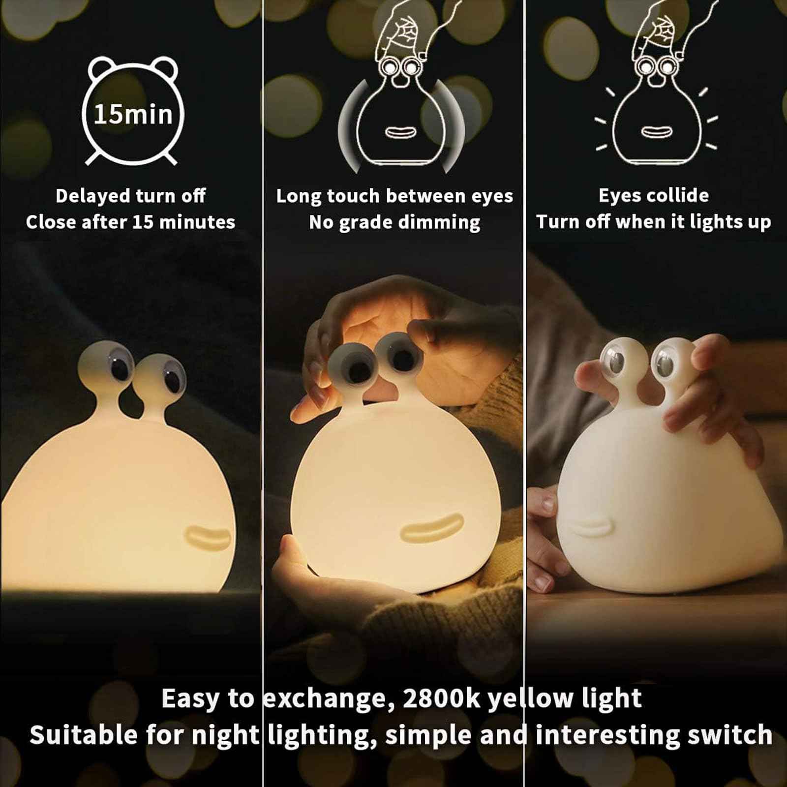 BOATHOG Slug Night Light,USB Rechargeable Animal Lamps Touch Control Timer and Dimmable for Breastfeeding, Cute Animal Bedside Lamp