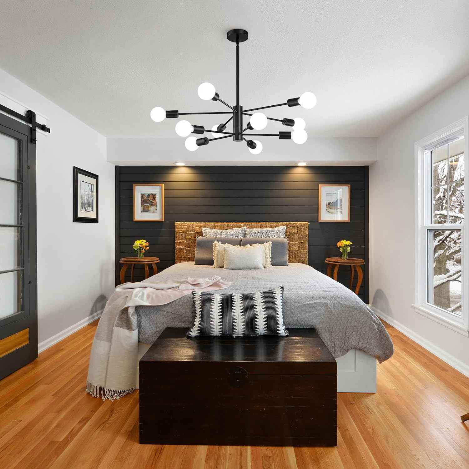 8-Light Gold Sputnik Chandelier - Modern Adjustable Ceiling Light for Dining Room, Kitchen & Foyer
