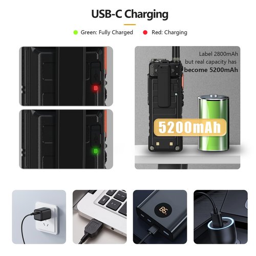 2 Pack BAOFENG UV-25 Walkie Talkie Tri-Band Wireless 10W Frequency Copy USB-C Charger Goose Tube Gain Antenna Powerful Long Range Ham Radios