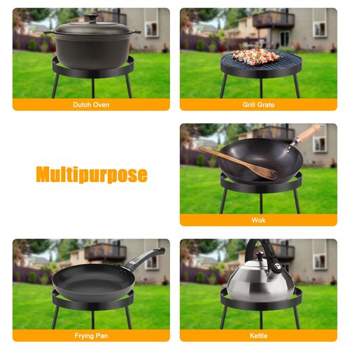 Campfire Tripod, Portable Cast Iron Campfire Cooking Tripod for Open Fire, Cooking Tripod for Campfire with Three Legs for Barbecue Hiking Party Outdoor