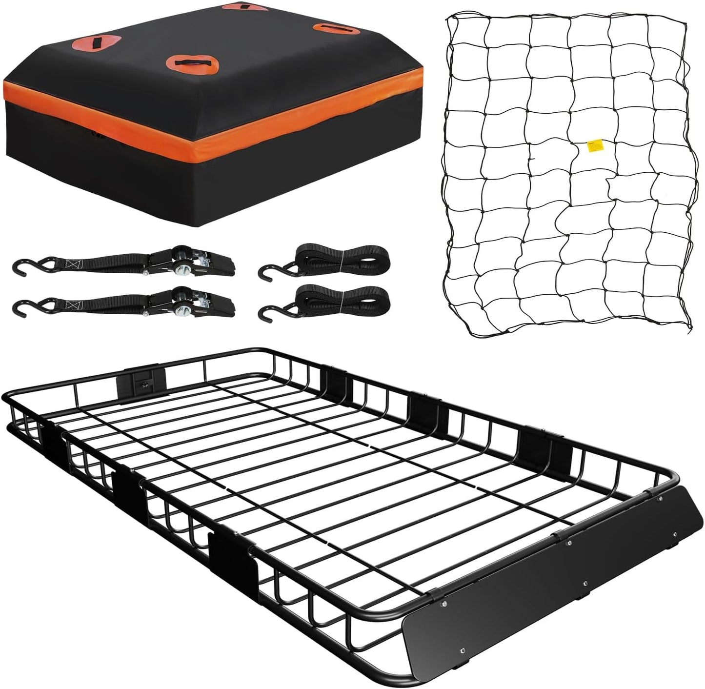 WEIZE Roof Rack Carrier Basket - Large 64" x 39" x 5" with Waterproof Bag & Cargo Net for SUVs and Trucks