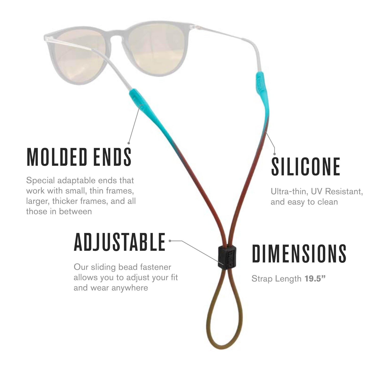 Chums Slim Retainer - Adjustable Eyewear Keeper - Thin Silicone Safety Eyewear Retainer for Women & Men (Pink/Plum)