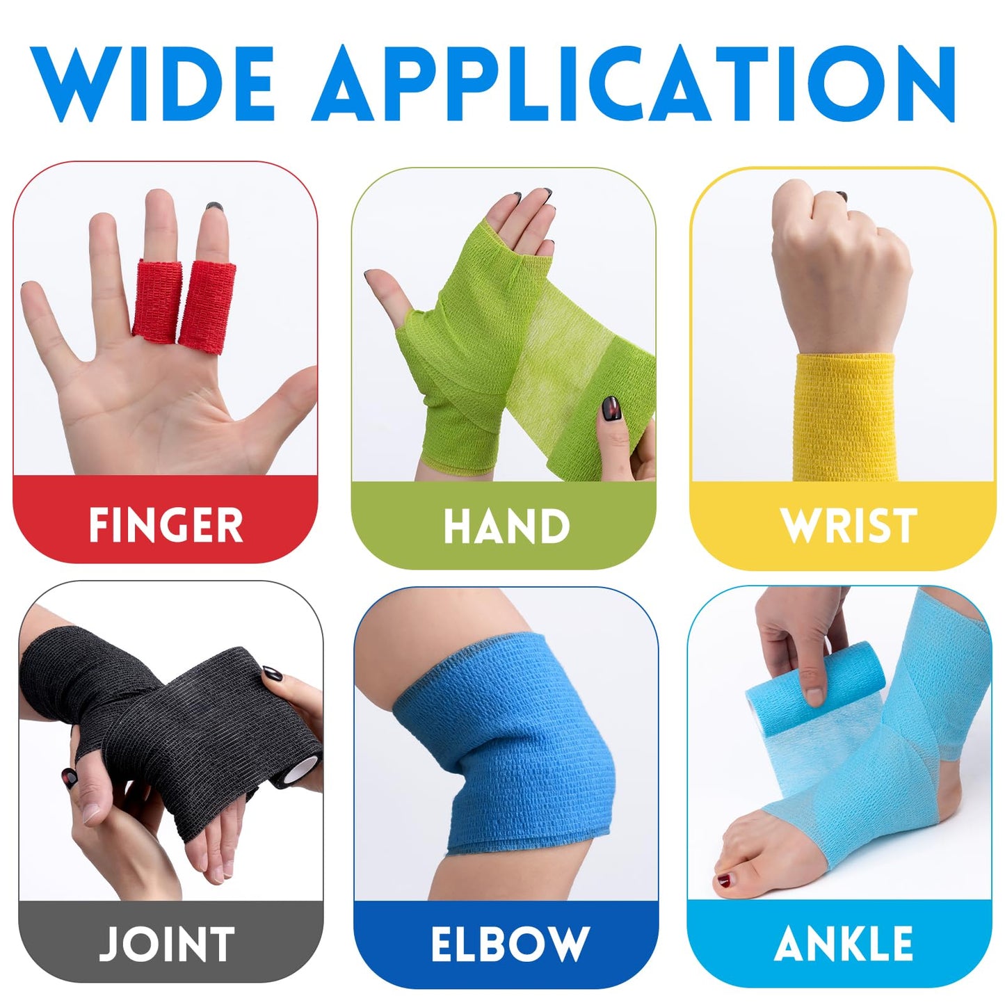 Pharmacy Choice Self Adhesive Bandage Wrap, 4" X 5 Yards Elastic Cohesive Bandage Wrap, Color Athletic Tape, Vet Wrap, Ankle Tape,Non-Woven Cohesive Bandage,9 Pack
