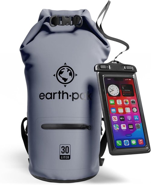 Earth Pak Waterproof Dry Bag - Zippered Pocket Keeps Gear Dry | Durable Backpack Design