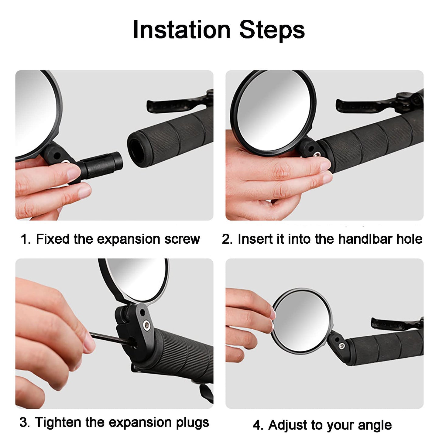 Bike Mirror, Bicycle Mirrors for Handlebars with 360-Degree Rotation and Unbreakable Convex Rearview Lens for Safe Cycling (2 PCS)