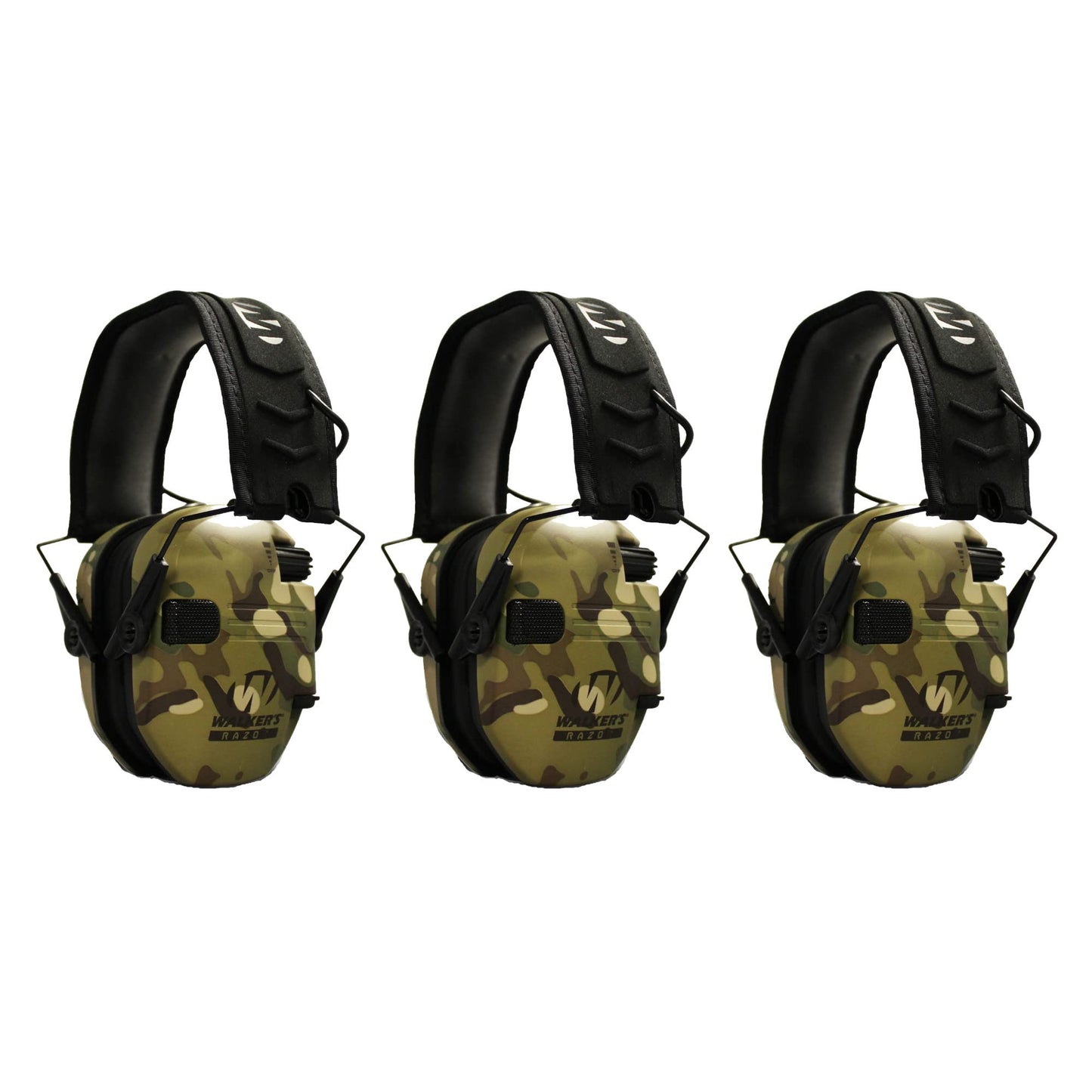 Walkers Razor Slim Electronic Shooting Muffs 3-Pack Bundle (Multi Cam Camo Tan)