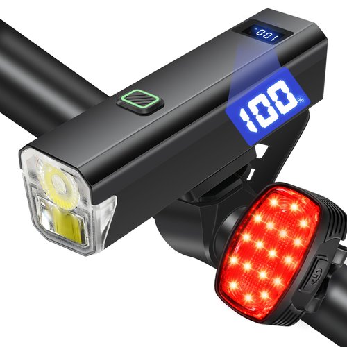 DARKBEAM 6000LM Bike Headlight USB-C Rechargeable, High Lumen Super Bright Bike Light Set for Night Riding, 12+5 Modes Waterproof Bicycle Lights for Road, Mountain, Cycling
