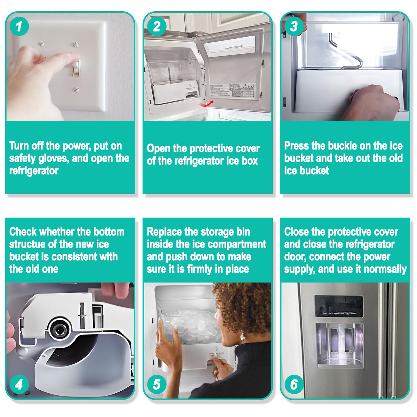 Upgraded W10347093 Removable Ice Bin Replacement for Whirlpool Refrigerator Ice Maker Parts WPW10347093 Ice Bucket fit WRF736SDAM13, WRF736SDAM14, Replace W10347100, AP6020018 Ice Container Assembly
